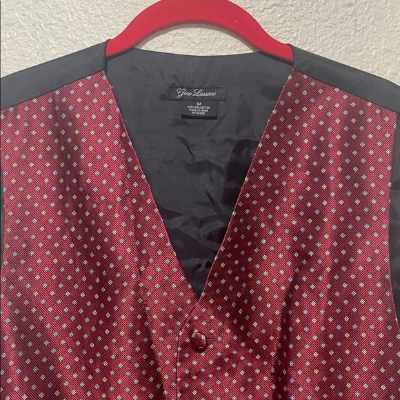 Gino Lussari Men's Red And Gray Print Vest. Classic Style. Excellent Condition. - Picture 2 of 7